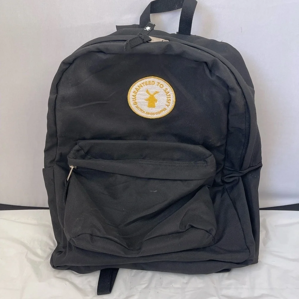 Dutch Bros Black Backpack w Yellow Windmill Logo Patch